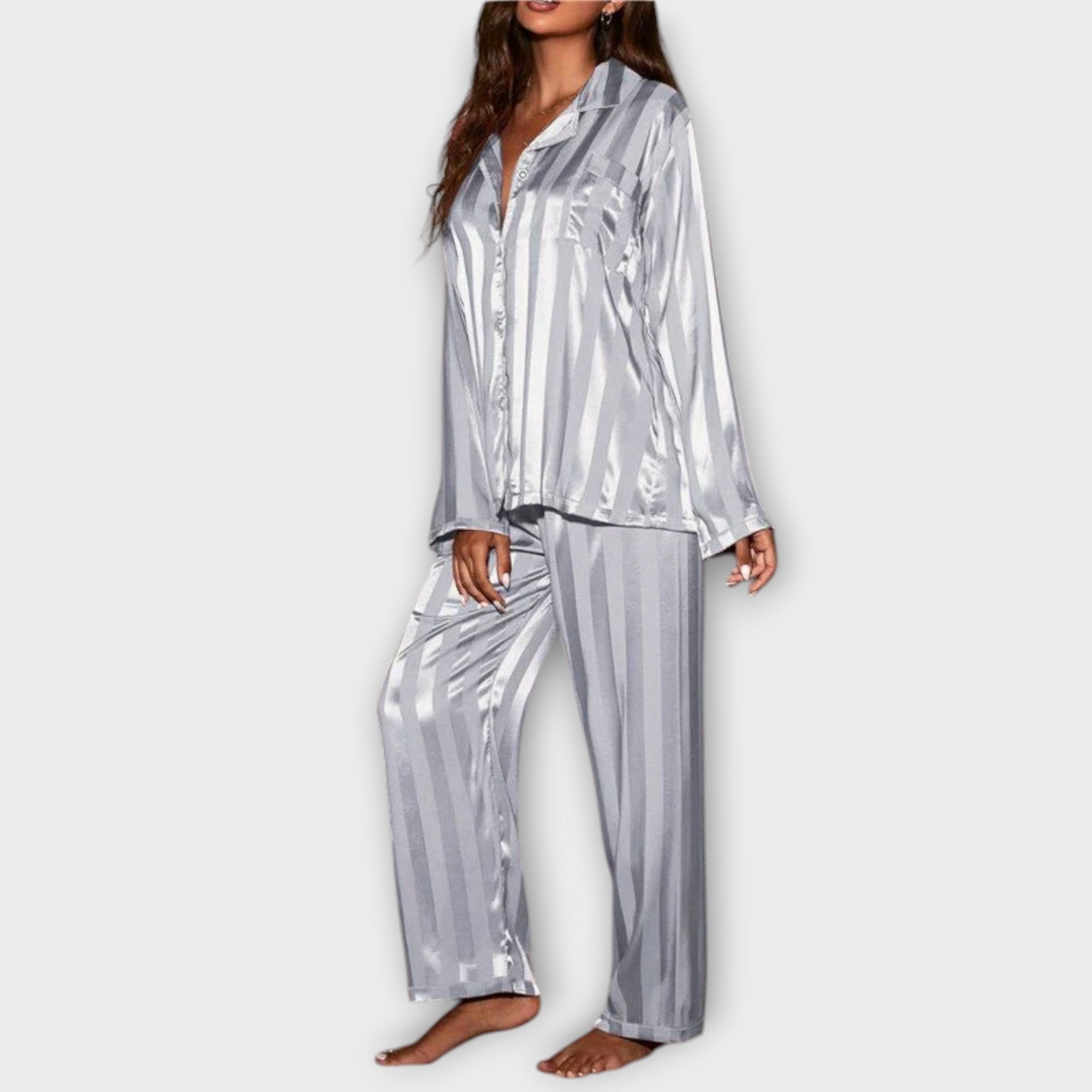 Bella Striped Satin Pyjama Set