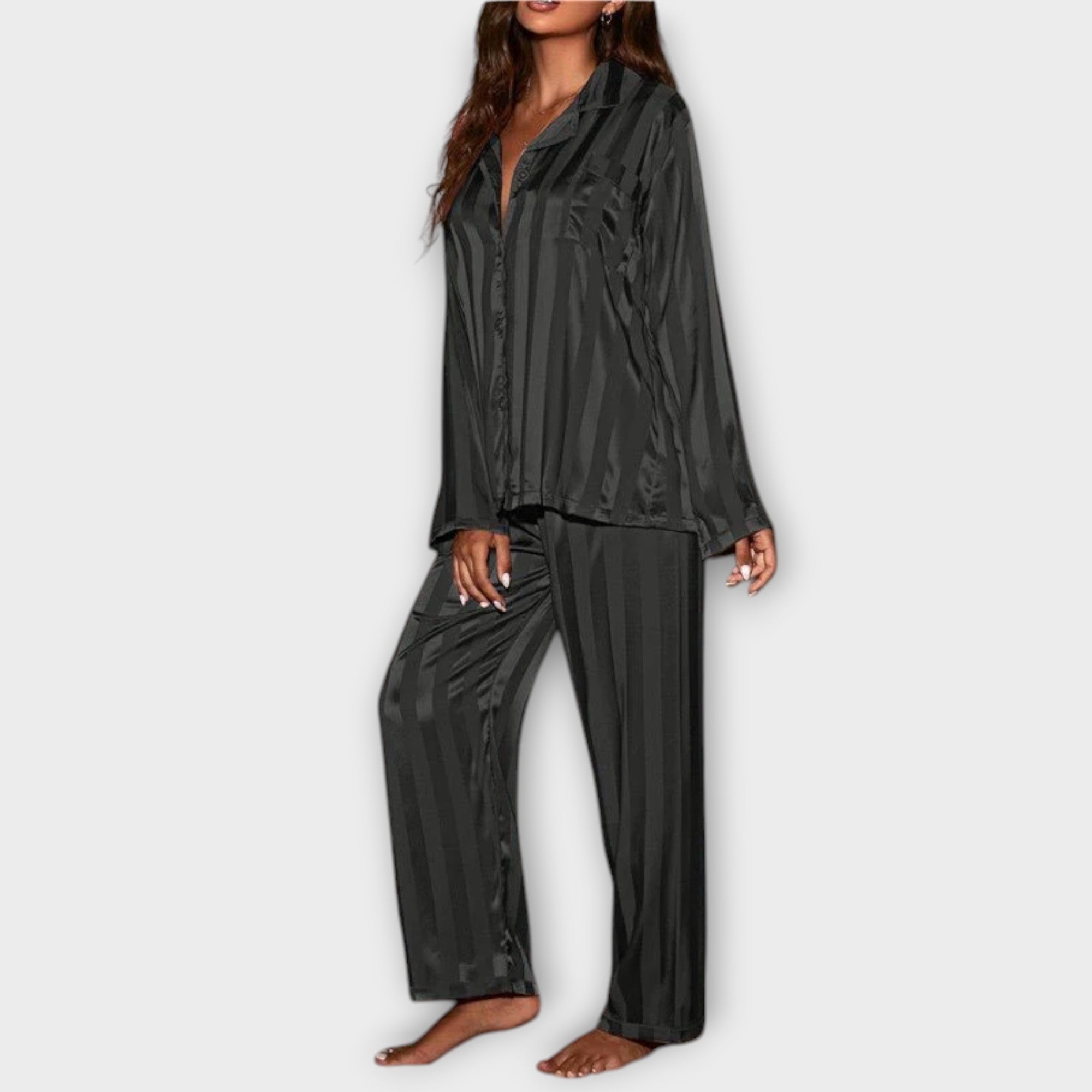 Bella Striped Satin Pyjama Set